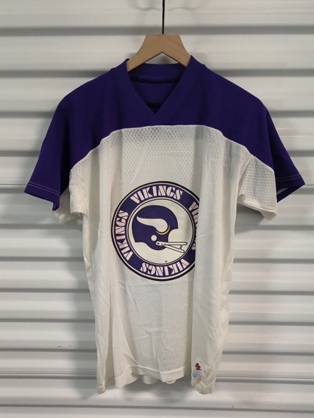 Vtg Fab Knit Minnesota Vikings Nylon Adult XL White Purple Made in USA